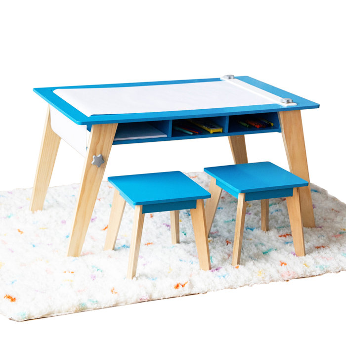 Wildkin Kids 3 Piece Arts and Crafts Table and Stool Set Wayfair